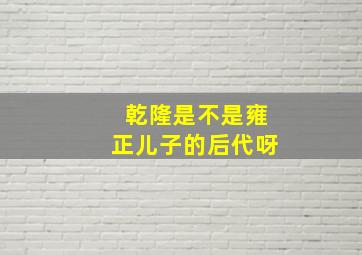 乾隆是不是雍正儿子的后代呀