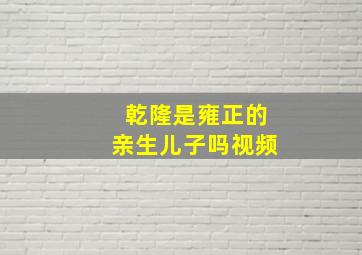 乾隆是雍正的亲生儿子吗视频