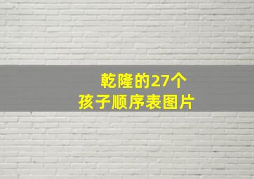 乾隆的27个孩子顺序表图片