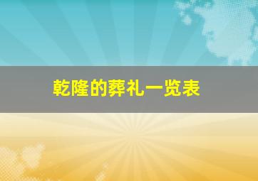 乾隆的葬礼一览表