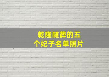 乾隆随葬的五个妃子名单照片