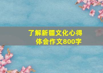 了解新疆文化心得体会作文800字