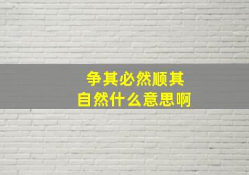 争其必然顺其自然什么意思啊