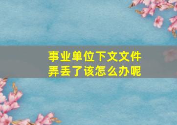 事业单位下文文件弄丢了该怎么办呢