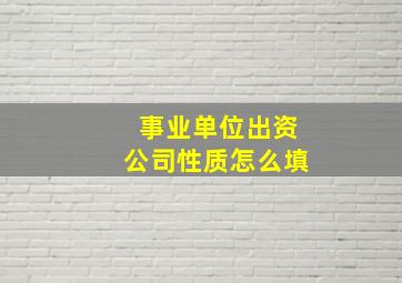 事业单位出资公司性质怎么填