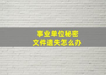 事业单位秘密文件遗失怎么办