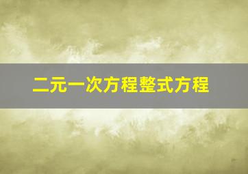 二元一次方程整式方程