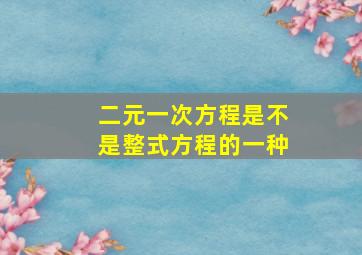 二元一次方程是不是整式方程的一种