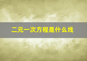 二元一次方程是什么线