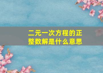 二元一次方程的正整数解是什么意思