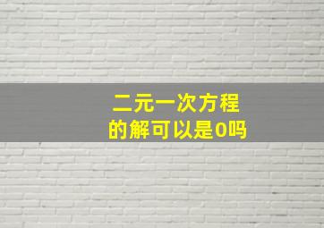 二元一次方程的解可以是0吗