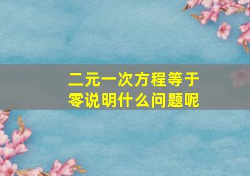 二元一次方程等于零说明什么问题呢