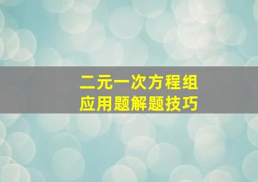 二元一次方程组应用题解题技巧