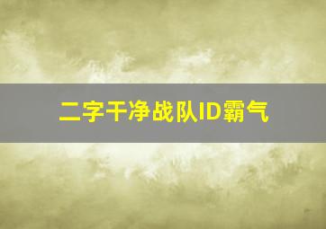 二字干净战队ID霸气