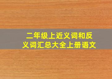 二年级上近义词和反义词汇总大全上册语文