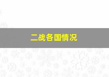 二战各国情况