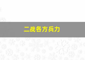 二战各方兵力