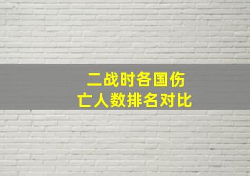 二战时各国伤亡人数排名对比