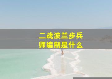 二战波兰步兵师编制是什么