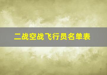 二战空战飞行员名单表