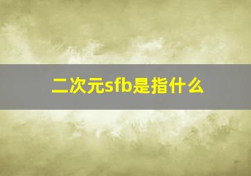 二次元sfb是指什么