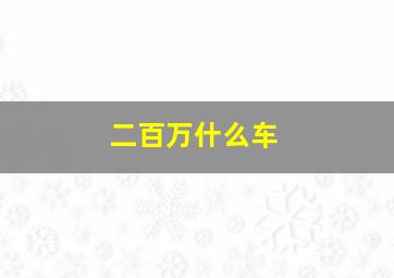 二百万什么车