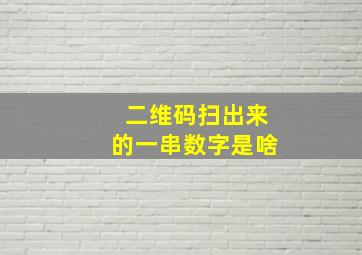 二维码扫出来的一串数字是啥