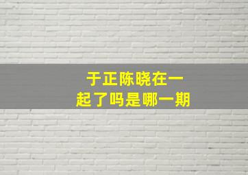 于正陈晓在一起了吗是哪一期