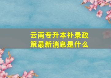 云南专升本补录政策最新消息是什么