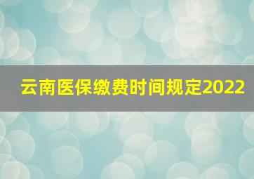 云南医保缴费时间规定2022