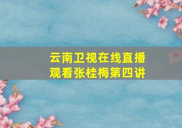 云南卫视在线直播观看张桂梅第四讲