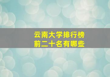 云南大学排行榜前二十名有哪些