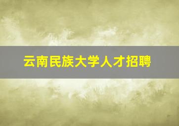 云南民族大学人才招聘