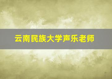 云南民族大学声乐老师