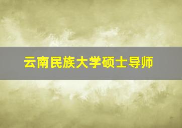 云南民族大学硕士导师