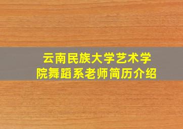 云南民族大学艺术学院舞蹈系老师简历介绍