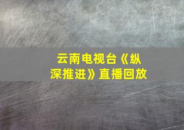 云南电视台《纵深推进》直播回放