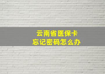 云南省医保卡忘记密码怎么办