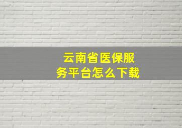 云南省医保服务平台怎么下载