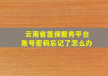 云南省医保服务平台账号密码忘记了怎么办