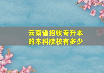 云南省招收专升本的本科院校有多少