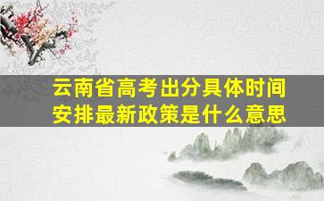 云南省高考出分具体时间安排最新政策是什么意思