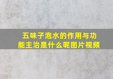 五味子泡水的作用与功能主治是什么呢图片视频