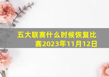 五大联赛什么时候恢复比赛2023年11月12日