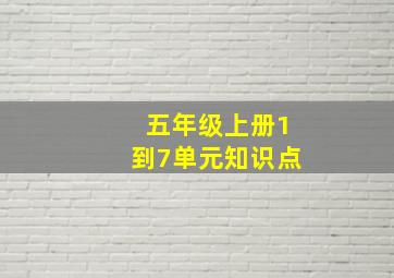 五年级上册1到7单元知识点