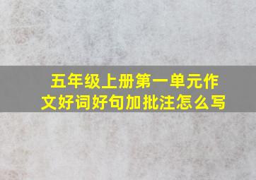 五年级上册第一单元作文好词好句加批注怎么写