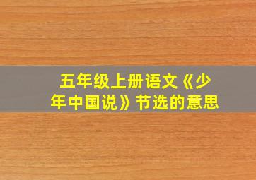 五年级上册语文《少年中国说》节选的意思