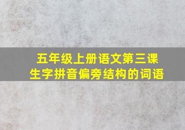 五年级上册语文第三课生字拼音偏旁结构的词语