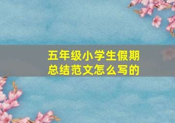 五年级小学生假期总结范文怎么写的