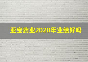 亚宝药业2020年业绩好吗